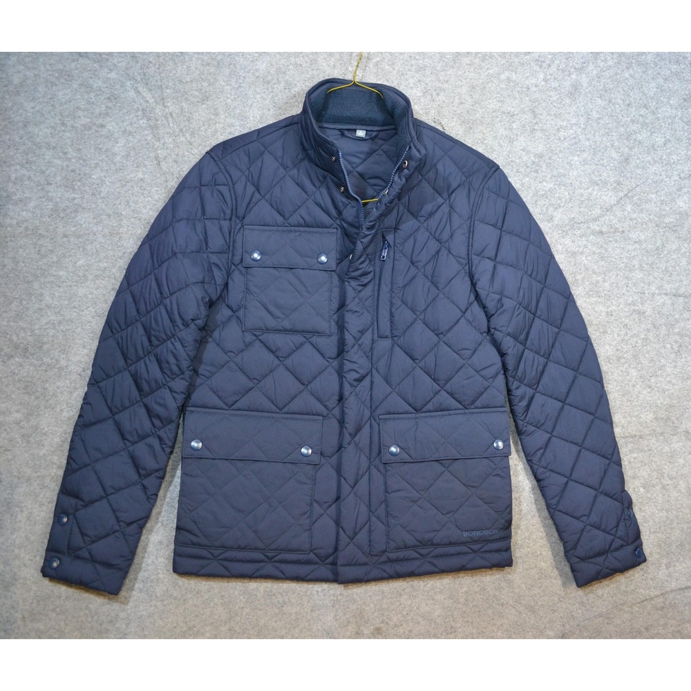 Bonobos Quilted Jacket Mens Small Blue Slim Fit Insulated Full Zip Lined Pockets
